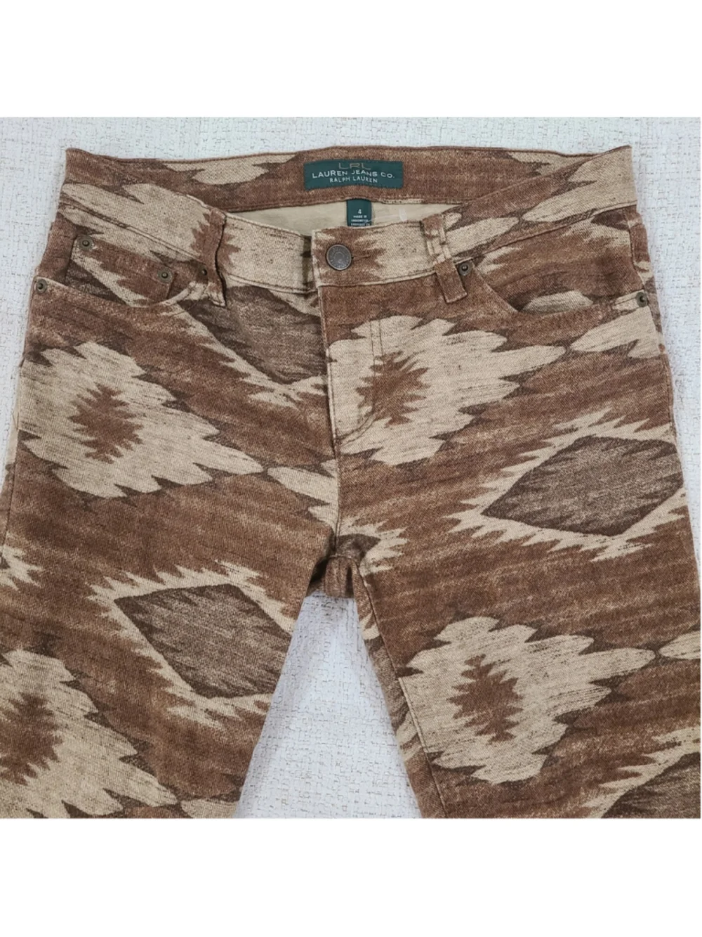 Ralph Lauren Jeans Co Jeans Womens 4 Brown Modern Skinny Aztec Print Southwest